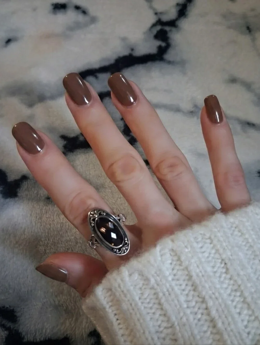 Vintage Doug Paulus Sterling Silver Oval Smokey Quartz Ring Size 9 Whimsigoth